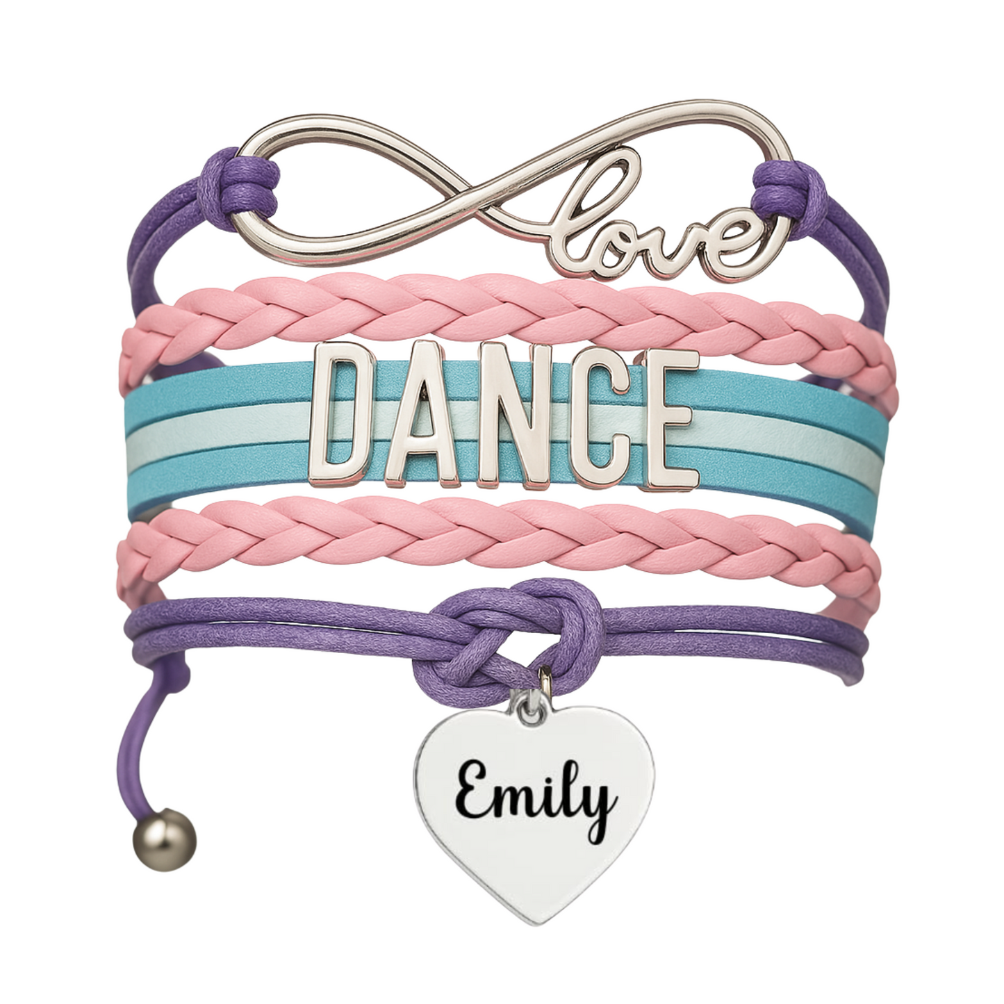 Custom Engraved Pink Dance Infinity Bracelet