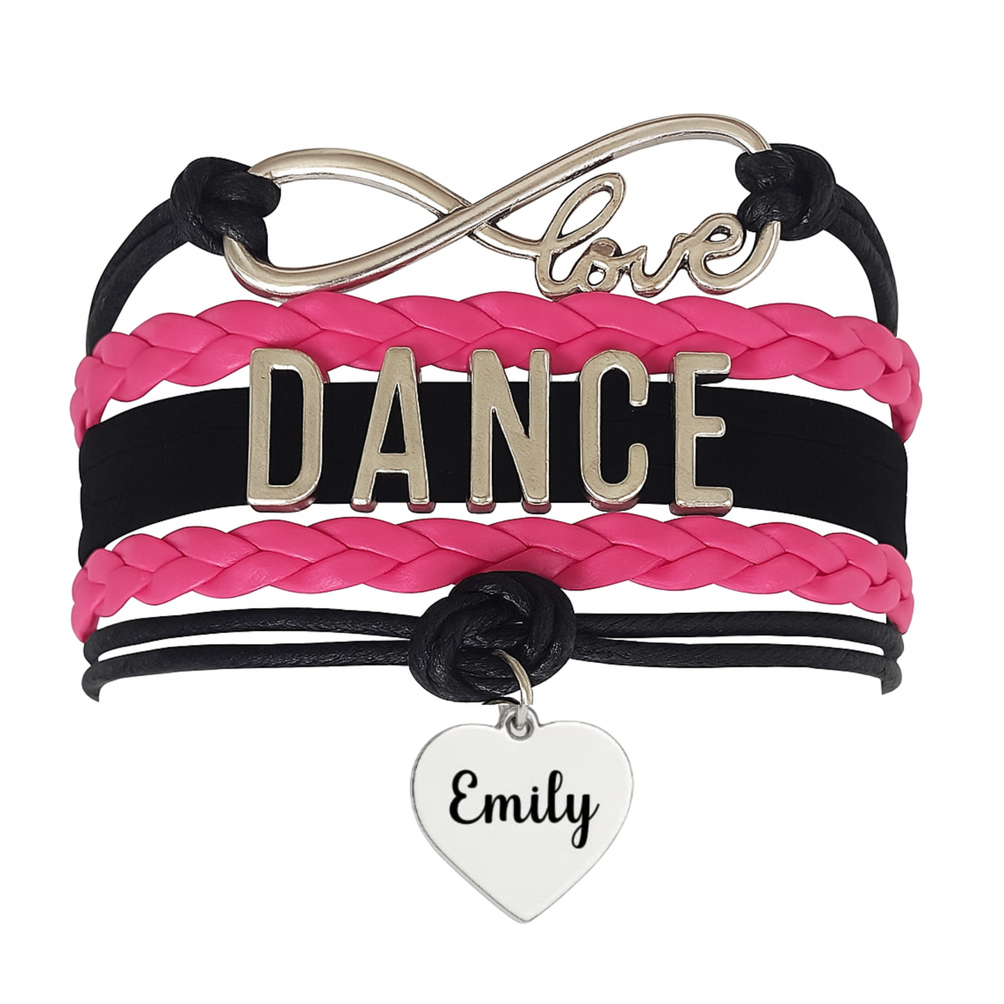 Custom Engraved Pink Dance Infinity Bracelet