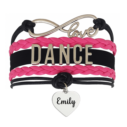 Custom Engraved Pink Dance Infinity Bracelet