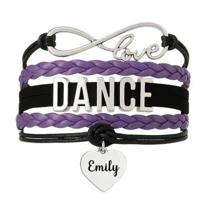 Custom Engraved Pink Dance Infinity Bracelet