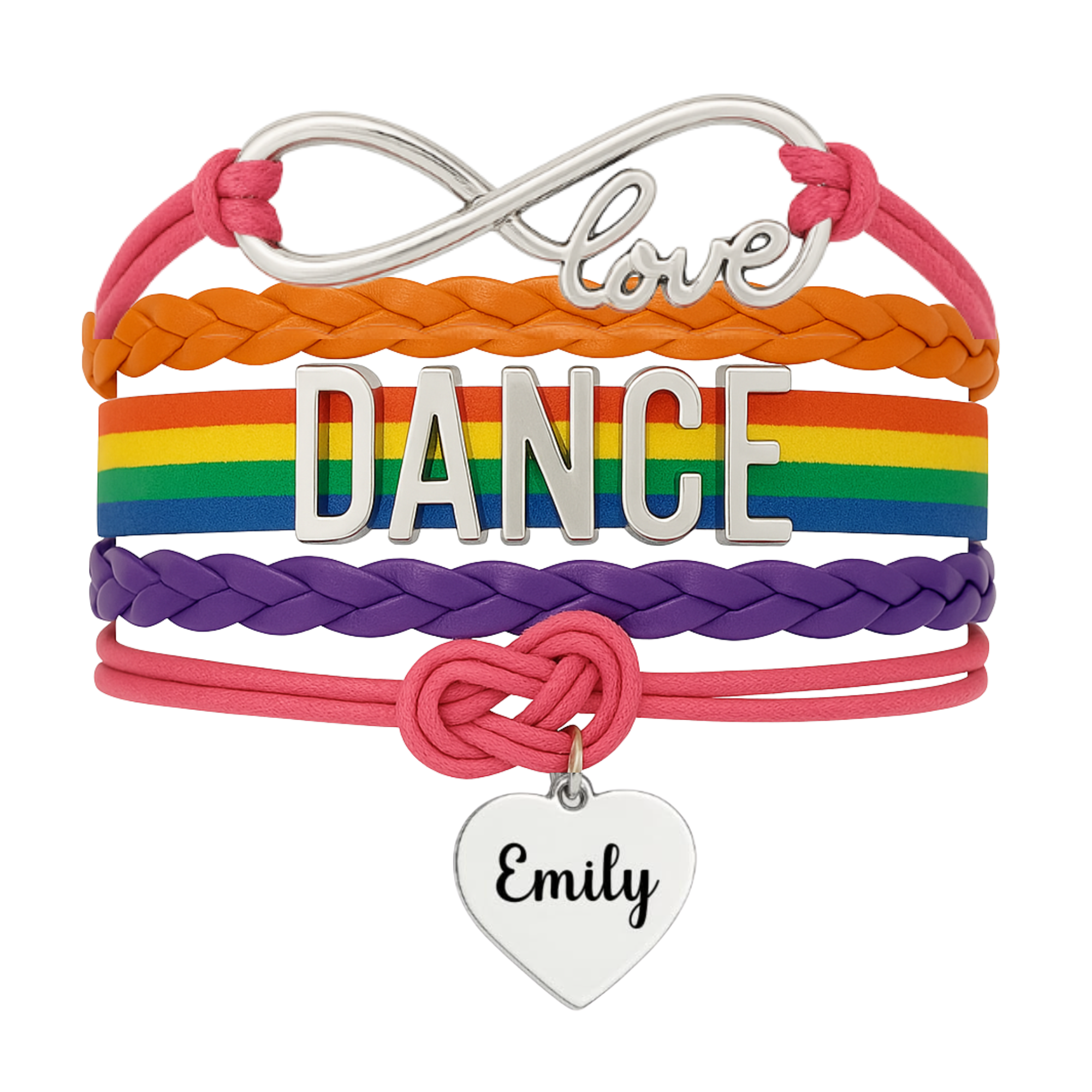 Custom Engraved Pink Dance Infinity Bracelet