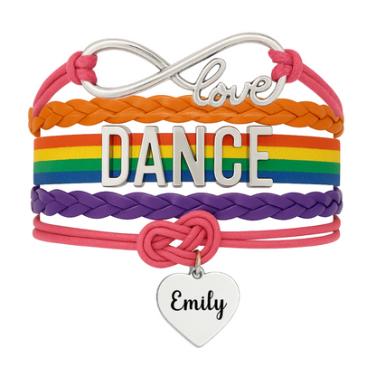 Custom Engraved Pink Dance Infinity Bracelet