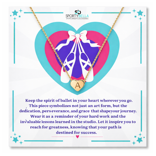 Ballet Dance Heart Initial Necklace
