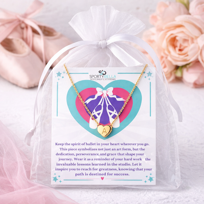 Ballet Dance Heart Initial Necklace
