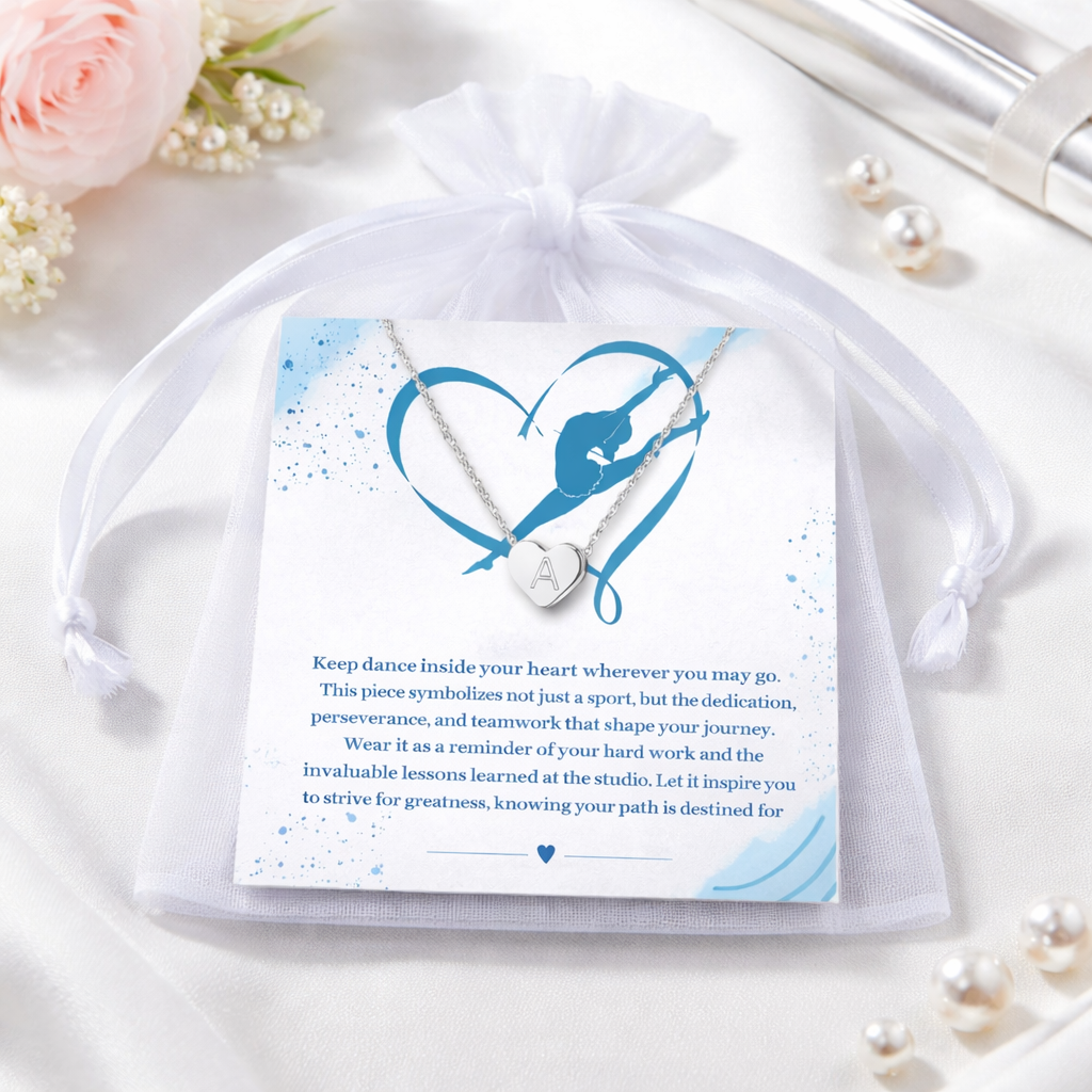 Dance Heart Initial Necklace