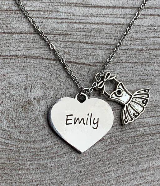 Personalized Engraved Ballet Necklace - Choose Charms