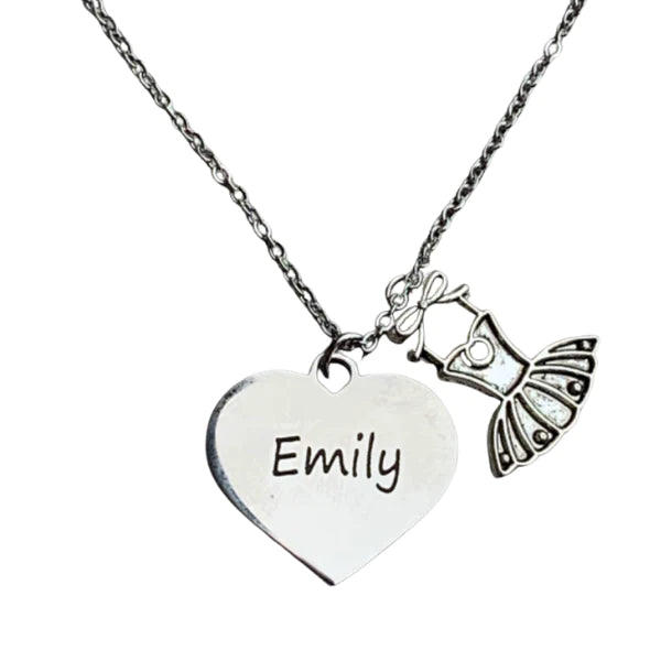 Personalized Engraved Ballet Necklace - Choose Charms