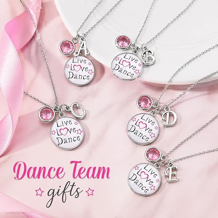 Live Love Dance Necklace with Birthstone & Letter Charm