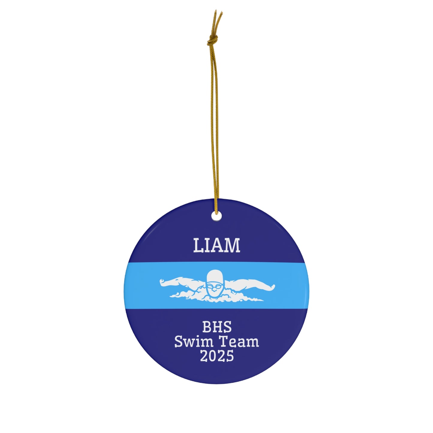 Swimmer Ornament, 2025 Personalized Boys Swimmer Christmas Ornament, Funny Ceramic Tree Ornament, Gift for Dad, Husband, Friend