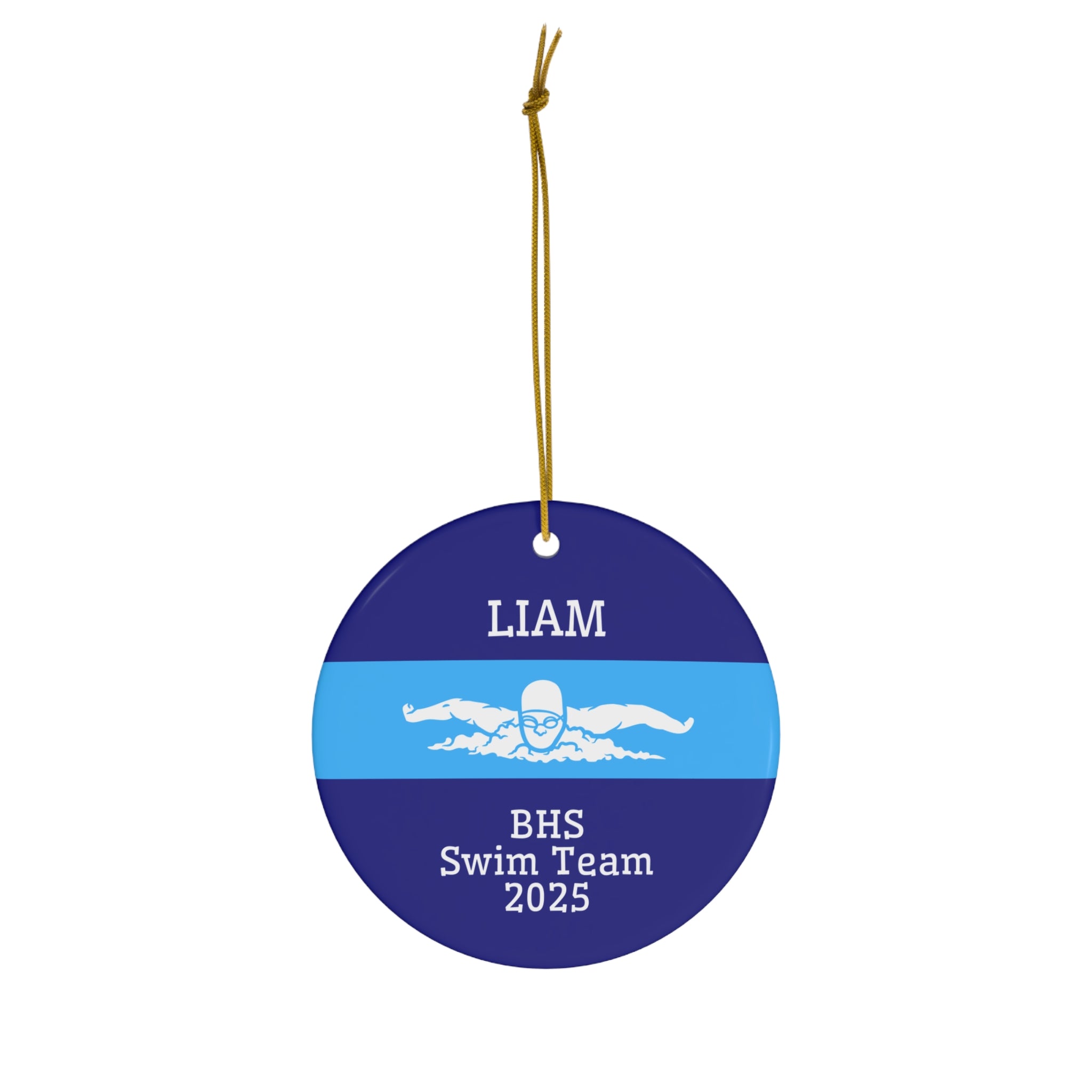 Swimmer Ornament, 2025 Personalized Boys Swimmer Christmas Ornament, Funny Ceramic Tree Ornament, Gift for Dad, Husband, Friend