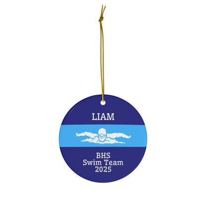 Swimmer Ornament, 2025 Personalized Boys Swimmer Christmas Ornament, Funny Ceramic Tree Ornament, Gift for Dad, Husband, Friend
