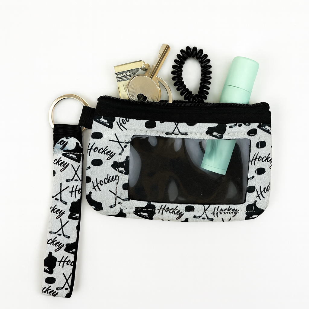 Ice Hockey Black and White Wristlet