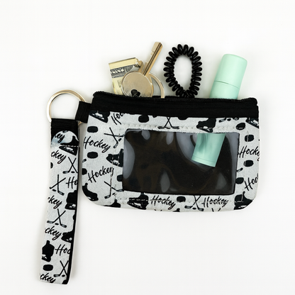 Ice Hockey Black and White Wristlet