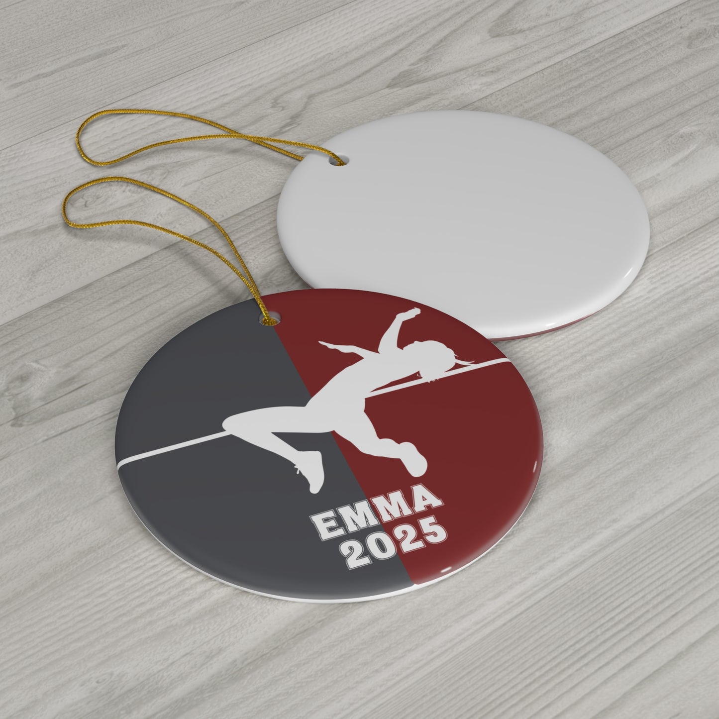 Discus Throw Ornament, 2025 Personalized Boys Track and Field Christmas Ornament, Ceramic Tree Ornament