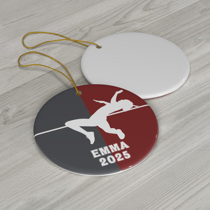 Discus Throw Ornament, 2025 Personalized Boys Track and Field Christmas Ornament, Ceramic Tree Ornament