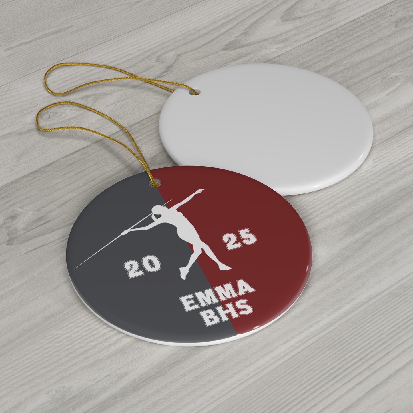Javelin Ornament, 2025 Personalized Girls Track and Field Christmas Ornament, Ceramic Tree Ornament