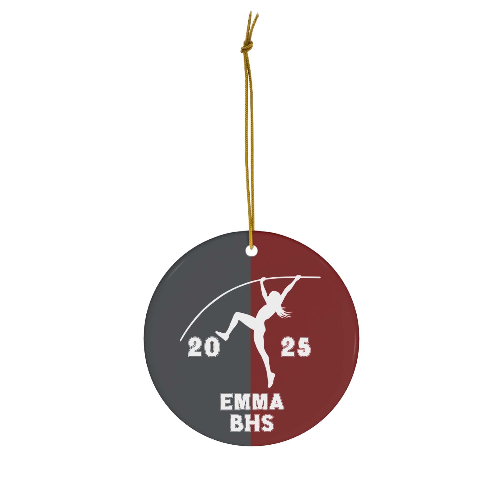 Pole Vault Ornament, 2025 Personalized Girls Track and Field Christmas Ornament, Ceramic Tree Ornament