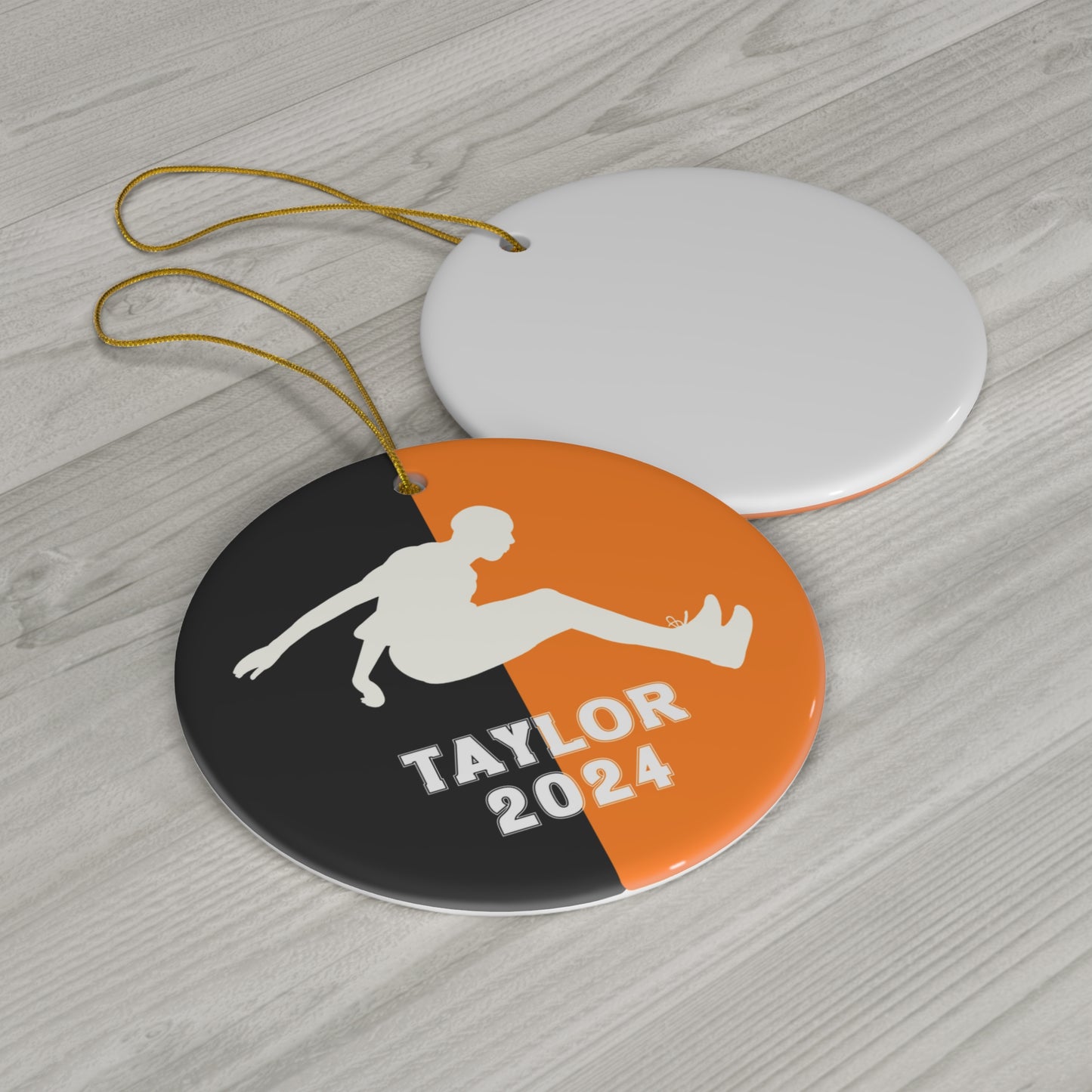 Long Jump Ornament, 2024 Personalized Boys Track and Field Christmas Ornament, Ceramic Tree Ornament