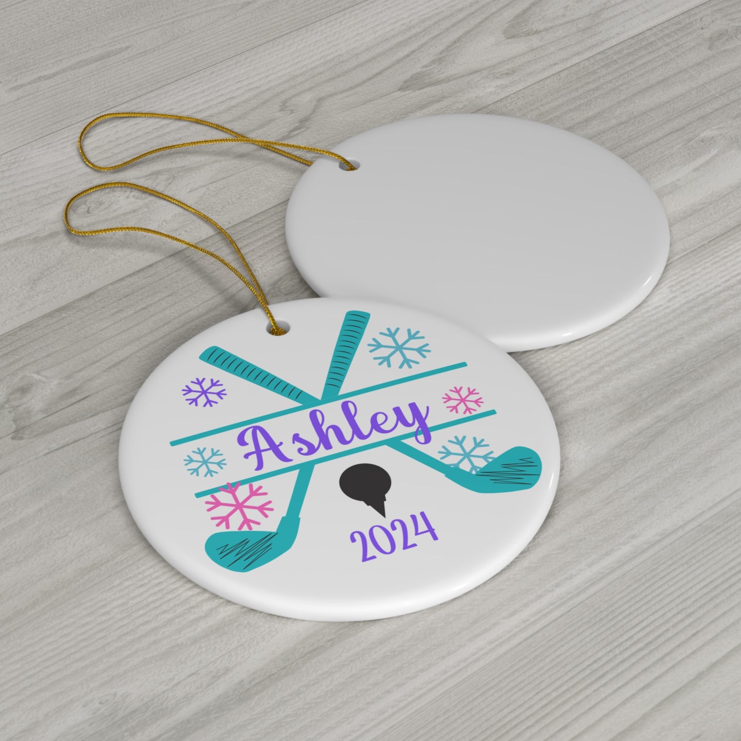 Personalized Girls Golf Christmas Ornament