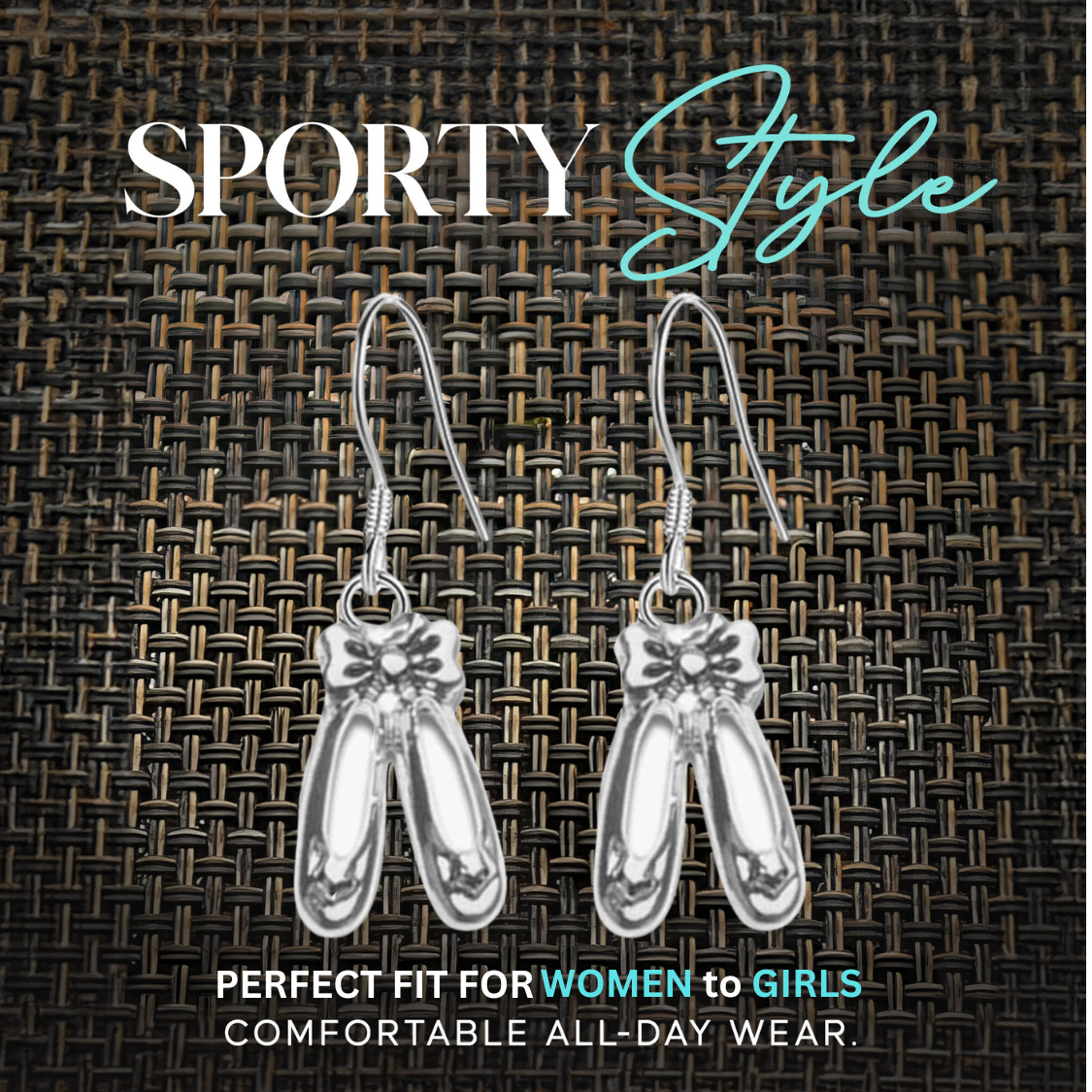 Girls Dance Ballet Shoe Earrings
