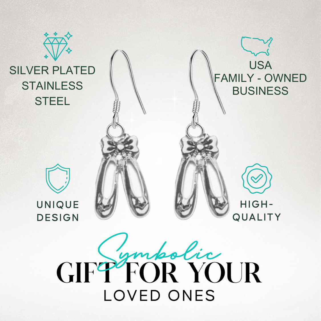 Girls Dance Ballet Shoe Earrings