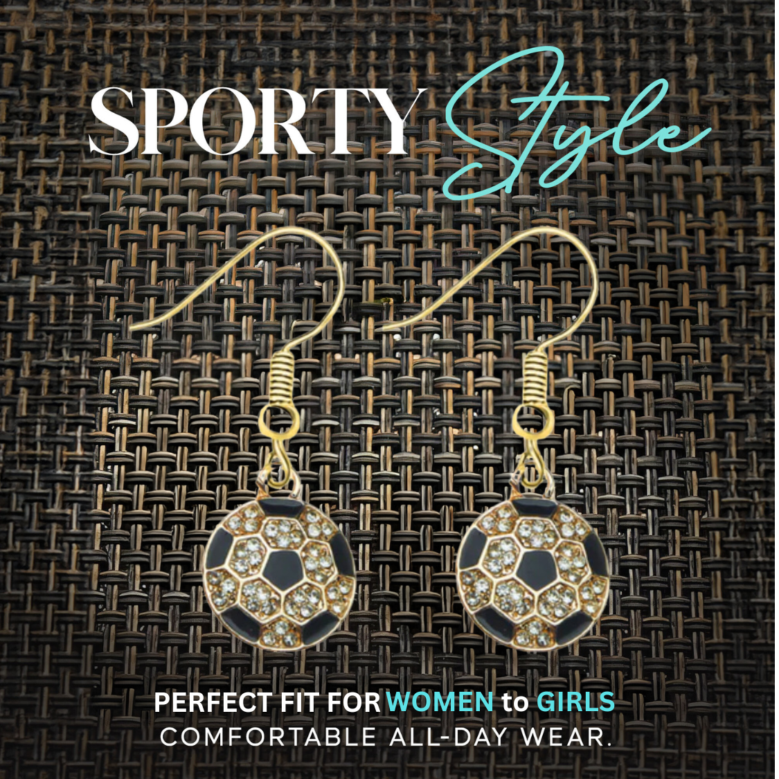 Soccer Rhinestone Dangle Earrings