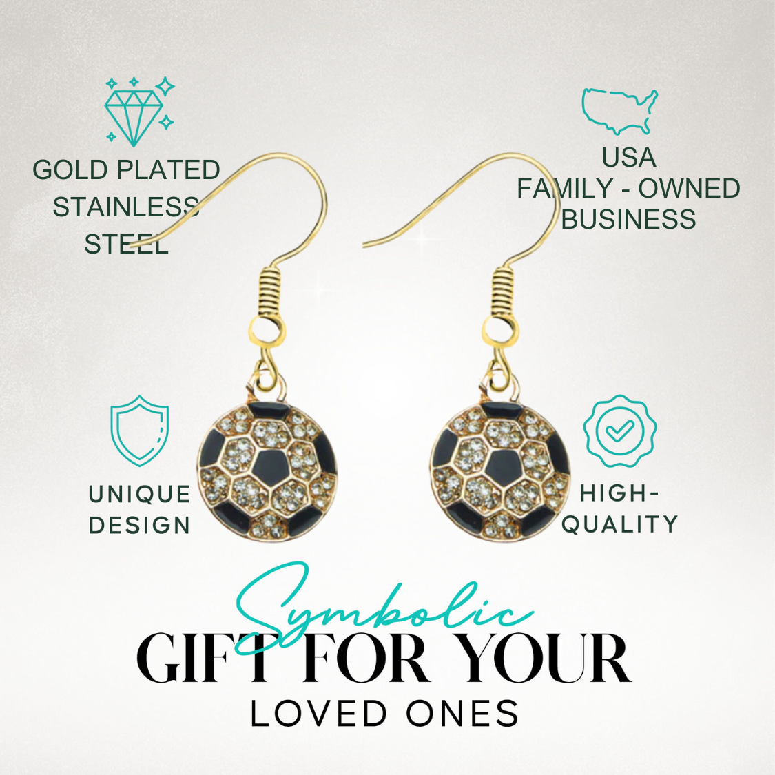 Soccer Rhinestone Dangle Earrings