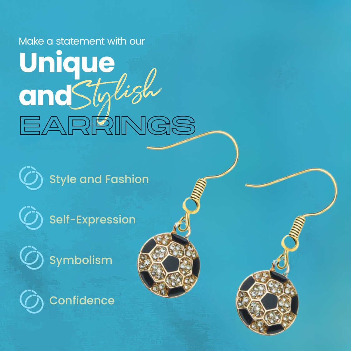 Soccer Rhinestone Dangle Earrings