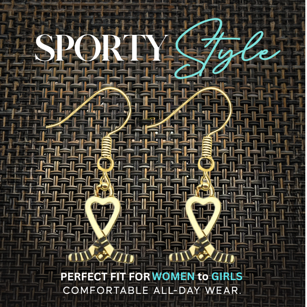 Ice Hockey Heart Stick Earrings