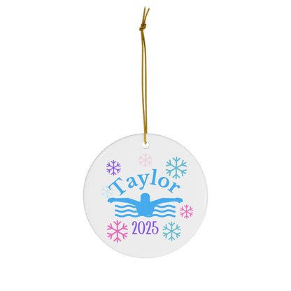 Swim Ornament, 2025 Personalized Swim Christmas Ornament, Ceramic Tree Ornament For Swimmers, Gift for Men and Women