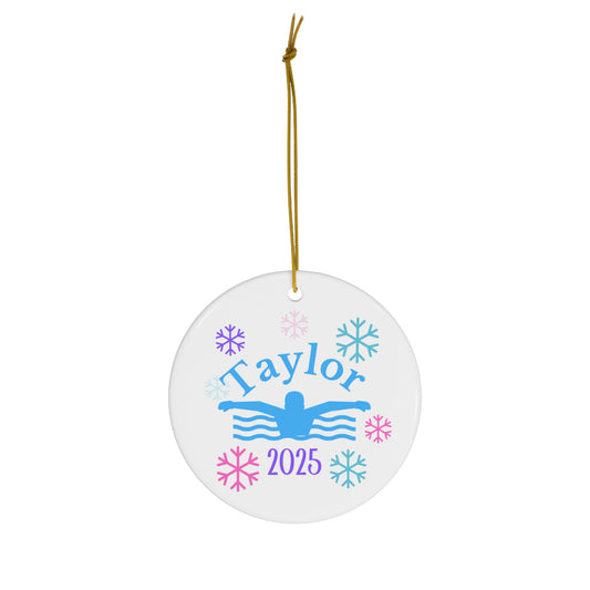 Swim Ornament, 2025 Personalized Swim Christmas Ornament, Ceramic Tree Ornament For Swimmers, Gift for Men and Women
