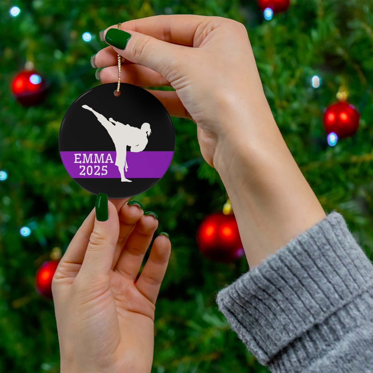 Karate Girl Ornament, 2025 Personalized Karate Christmas Ornament