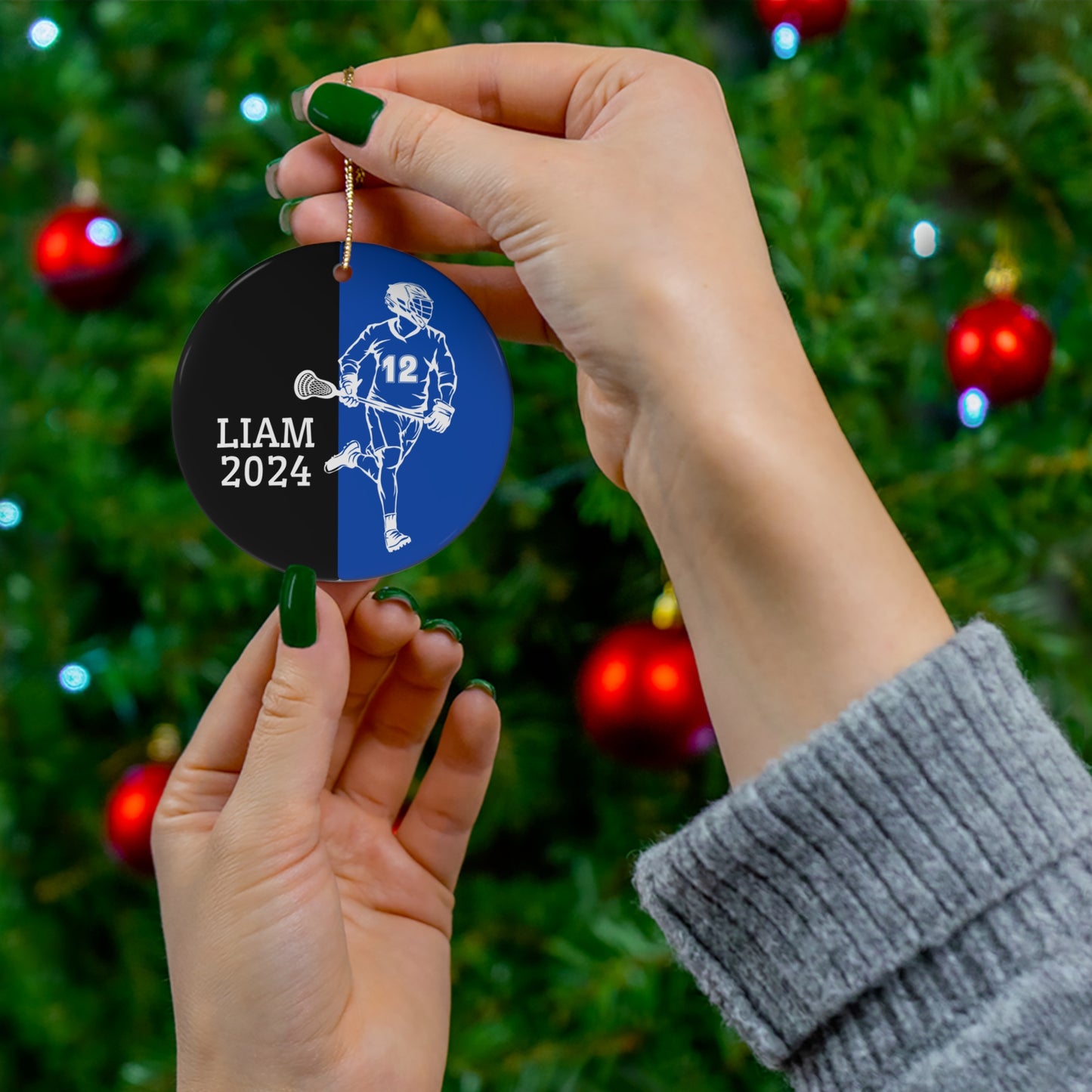 Personalized Boys Lacrosse Christmas Ornament