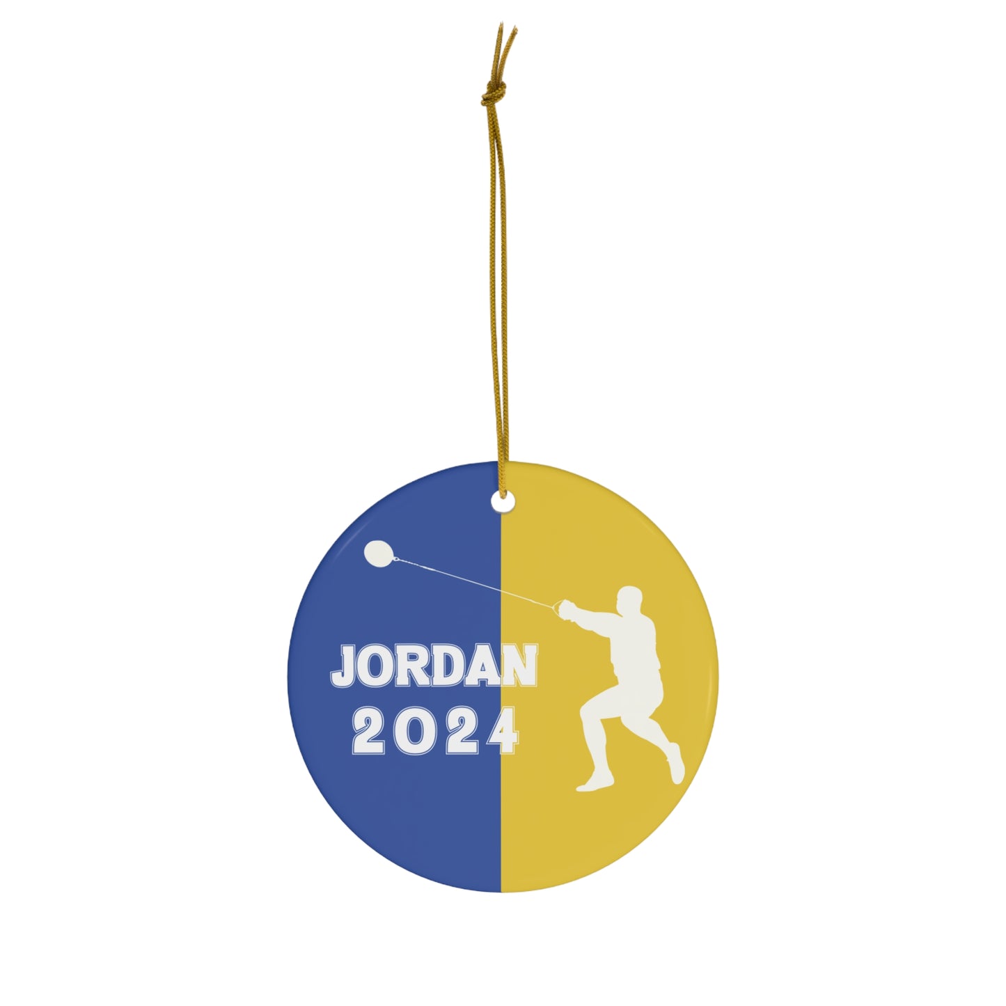 Hammer Throw Ornament, 2024 Personalized Boys Track and Field Christmas Ornament, Ceramic Tree Ornament