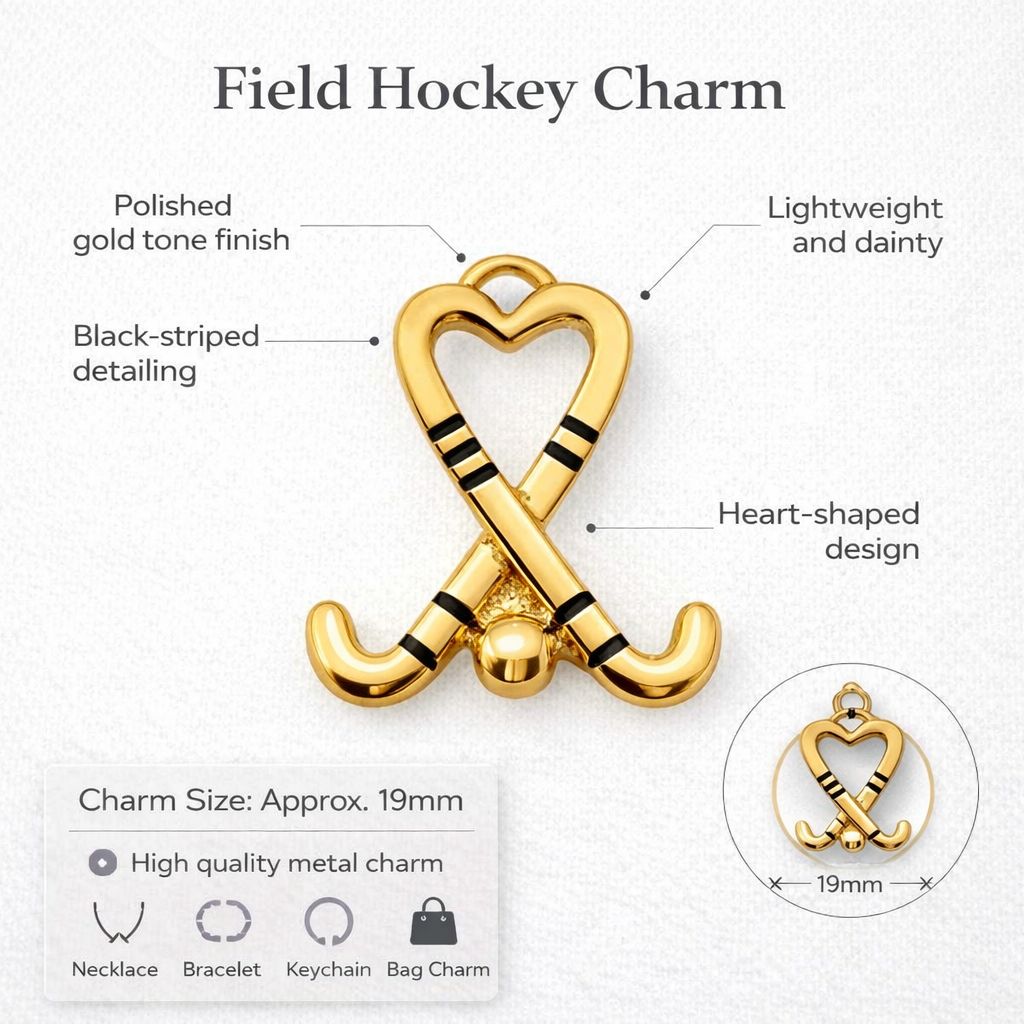 Field Hockey Heart Stick Charm
