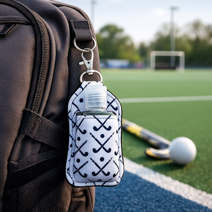 Field Hockey Hand Sanitizer Holder Clip On Keychain