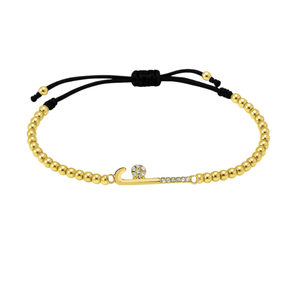 Field Hockey CZ Beaded String Bracelet