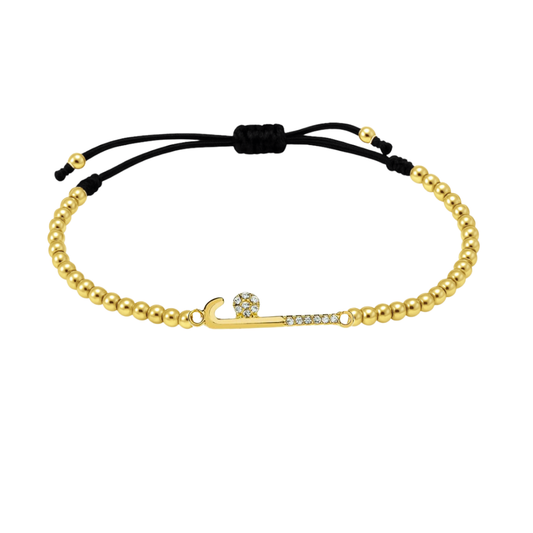Field Hockey CZ Beaded String Bracelet