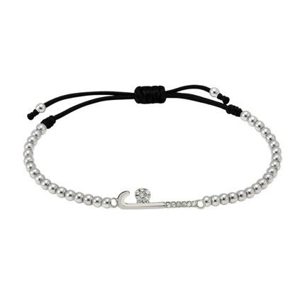 Field Hockey CZ Beaded String Bracelet