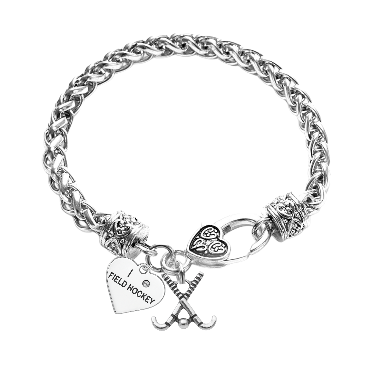 Field Hockey Silver Rope Chain Bracelet