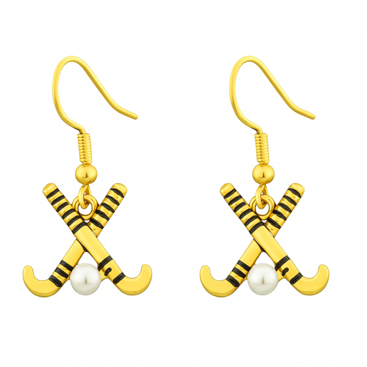 Field Hockey Pearl Stick Earrings