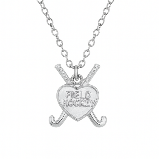 Field Hockey Heart & Sticks Necklace