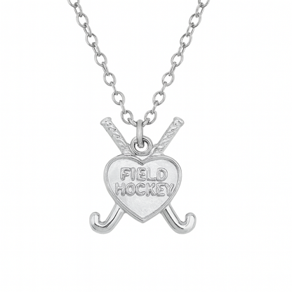 Field Hockey Heart & Sticks Necklace