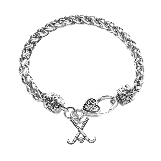 Field Hockey Silver Rope Chain Bracelet
