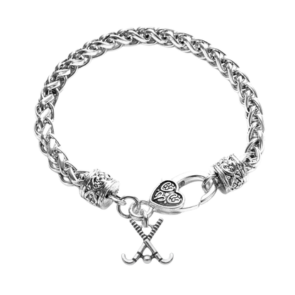 Field Hockey Silver Rope Chain Bracelet