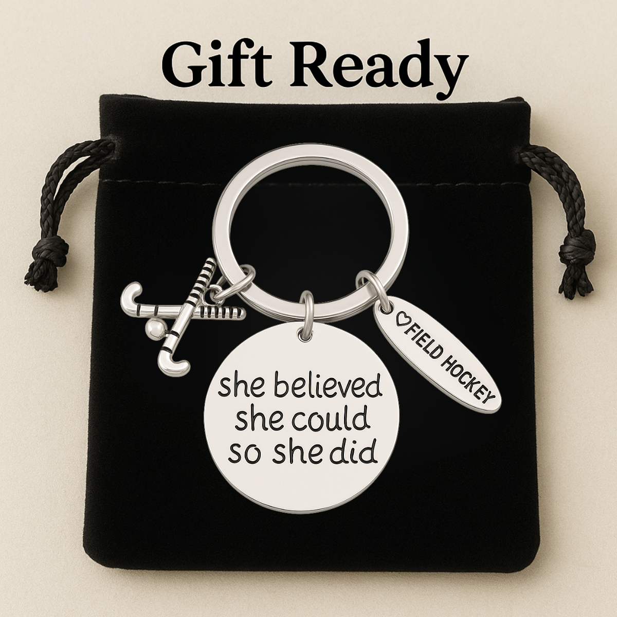Field Hockey She Believed She Could So She Keychain