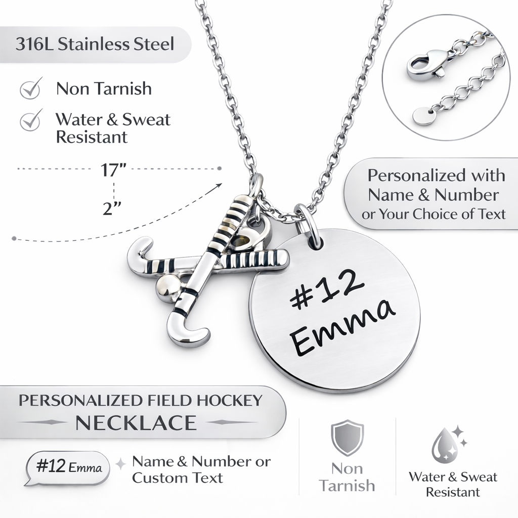 Engraved Personalized Field Hockey Necklace
