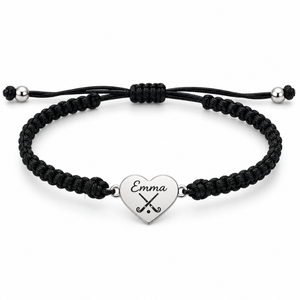 Personalized Engraved Field Hockey Heart Rope Bracelet