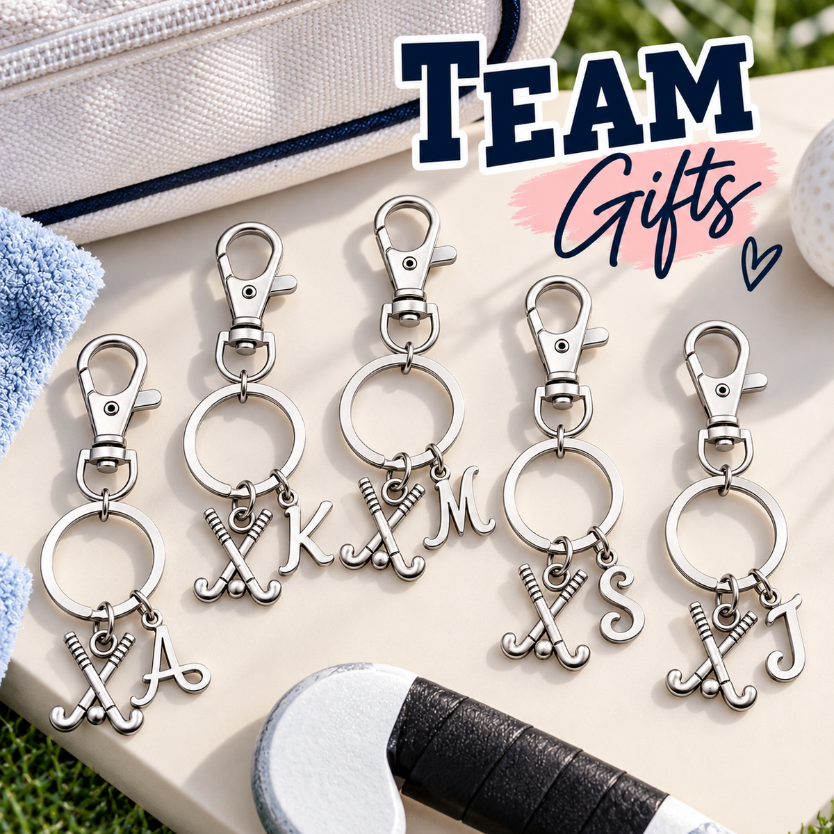 Personalized Field Hockey Keychain & Bag Charm
