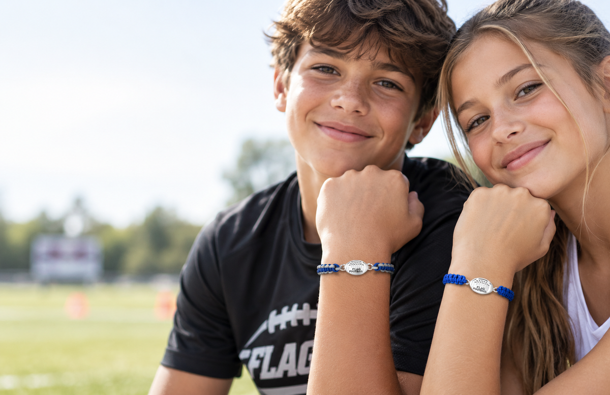 SportyBella flag football jewelry
